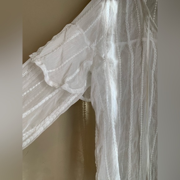 J.O.A Blouse top shirt sheer boho anthro inspired embroidered cottage Prairie - Picture 2 of 6